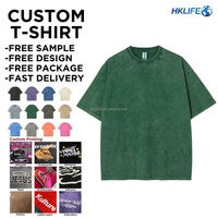 Camiseta OEM Retro 100% Algodón Grueso para Hombre, Corte Regular, Tejido Sólido, Impresión DTG, Camiseta Lisa, Lavado Ácido, Estilo Vintage, Personalizable