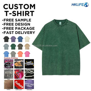 Camiseta OEM Retro 100% Algodón Grueso para Hombre, Corte Regular, Tejido Sólido, Impresión DTG, Camiseta Lisa, Lavado Ácido, Estilo Vintage, Personalizable - Product Image 2