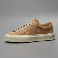 Nouvelles chaussures décontractées polyvalentes pour hommes en cuir véritable de buffle vieilli et délavé, couleur marron, style tendance