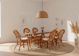 Juego de Comedor JAVA de Ratán/Mimbre, Juego de Mesa de Comedor Larga Tradicional de Indonesia, Muebles de Hotel y Villa, Calidad Premium, Cómodo - Product Image 2