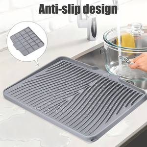 <strong>Silicone</strong> Dish Drying <strong>Mat</strong>, Dish Drying <strong>Mat</strong> for Kitchen Non-Slip Drain Pad with Built-in Drain, <strong>Heat</strong> <strong>Resistant</strong> Stone Drying <strong>Mat</strong> - Product Image 3