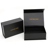 Boîte cadeau de soins de la peau de luxe noire personnalisée avec couvercle insertion de mousse emballage cosmétique magnétique pour faux cils chaussettes 2mm d'épaisseur