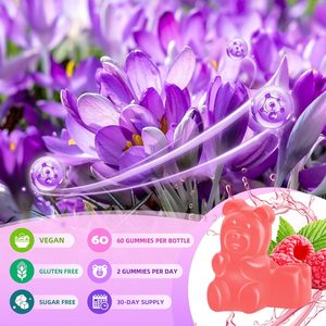 مكمل غذائي عضوي من الزعفران على شكل حلوى جومي، مستخلص الزعفران، حلوى الزعفران - Product Image 6