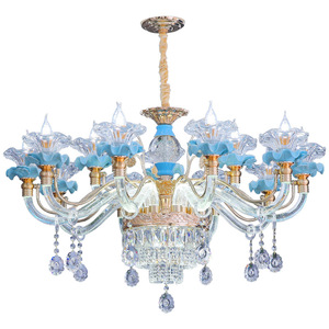 Lámpara de Araña de Cristal con Acabado Dorado, Base para Bombilla E26, LED Blanco Cálido de 3500K, Altura Ajustable, Regulable, Lámpara Colgante Grande para Sala de Estar - Product Image 4