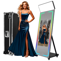 Miroir magique intelligent pour photomaton avec flash, 65 pouces, avec valise de transport, prêt à être expédié pour différentes fêtes
