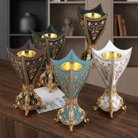 Brûleur d'encens arabe antique en métal, brûleur de Bakhoor marocain, bol à encens en métal pour encens et oud, décoration vintage pour la maison