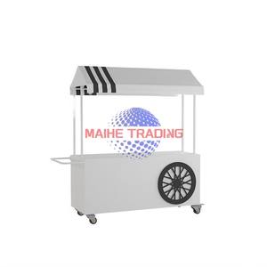Chariots de nourriture de rue mobiles pour la vente de glaces et de collations, design classique, avec présentoir à fleurs - Product Image 5