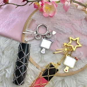 Porte-clés exquis en acier inoxydable avec pochette à maquillage, nouveau design créatif, mignon pendentif chat, miroir, cadeau pour fille - Product Image 5