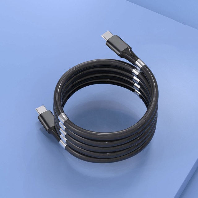 2.4A 1m 1.8m Length Magnetic Self Winding Charging Cable Fast Storage Magnet Data Cable USB Micro Type-C Cable for iphone