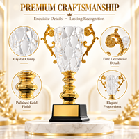 Gravure de texte personnalisée, pièces décoratives en or de luxe, trophée en cristal transparent