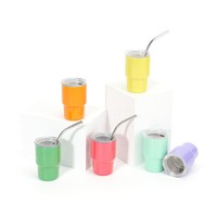 Tendance 2026 : Mini-gobelet mignon en acier inoxydable de 3 oz pour enfants, coloré, avec couvercle transparent et paille réutilisable, pour la maison et les fêtes