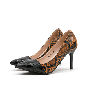 Zapatos de tacón fino y estampado de serpiente, Punta simple, moda europea americana - Product Image 3
