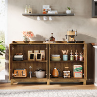 Buffet Tribesigns avec porte grillagée de 57 pouces, étagères réglables, meuble de rangement en noyer clair pour salon, salle à manger, cuisine