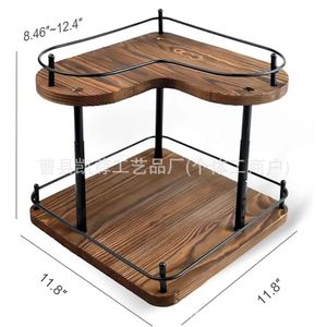 Wooden double-layer heart-shaped <b>storage</b> <b>rack</b>, household <b>storage</b> <b>rack</b>, <b>kitchen</b> bottled condiment <b>rack</b>, multi-purpose <b>storage</b> - Product Image 3