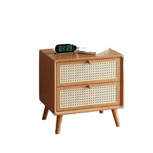 Nordic Simple Modern Solid Wood <strong>Mini</strong> Wooden Storage Cabinet Cherry Color Silent Style 2 <strong>Drawers</strong> Living Room Furniture - Product Image 2