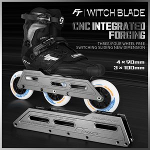 Chaussures de roller de vitesse en ligne d'extérieur OEM CNC avec cadre en aluminium, 4 roues, roulements ABEC-9, interaxe 150mm 165mm 195mm - Product Image 1