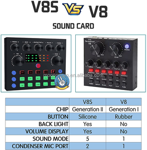 Micrófono bm800 con USB V8s SoundCard, mezclador de video profesional micfone BM 800, micrófono V8, juego de karaoke, kit de <span class=keywords><strong>vlogging</strong></span> para teléfono inteligente - Product Image 4