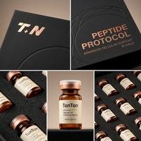Boîte rigide magnétique personnalisée en carton gris mat noir pour flacons de peptides, 10 flacons, avec doublure en éponge bronzée et logo estampé à chaud