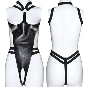 Leash collar harness leather set Half body harness women sexy leather corset belts sexy women garter belt