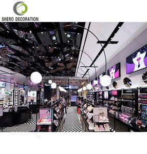 Meuble de magasin de cosmétiques tendance, design de magasin de vente au détail, armoire murale haute pour produits de soin de la peau avec étagères d'exposition de cosmétiques à LED - Product Image 2