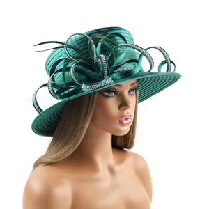 Cappello da chiesa in raso più popolare perfetto cappello da cerimonia fotografia unico di lusso cappello da sposa Fascinator formale fiore cappello a cilindro femminile