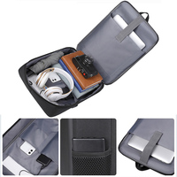 Logo personnalisé pour hommes antivol étanche sac pour ordinateur portable USB coque dure doublure en polyester Oxford motif géométrique fermeture à glissière