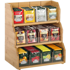 Wholesale Custom Good Price Bamboo Tea Storage Box Stackable Wooden 3 Layer Tea Caddy Box Containers