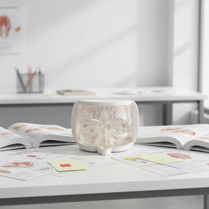 Modè<span class=keywords><strong>le</strong></span> d'anatomie de <span class=keywords><strong>la</strong></span> tête humaine transparent avec des vaisseaux sanguins codés par couleur pour l'enseignement de l'anatomie faciale - Product Image 4