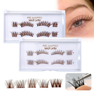 Kit de cils en grappe 5D Press Lashes <span class=keywords><strong>pour</strong></span> la maison, cils individuels colorés effet wispy, logo personnalisé, marron, demi-cils en grappe auto-adhésifs - Product Image 5