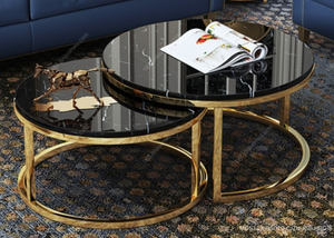 Série Luxe Moderne, <span class=keywords><strong>Table</strong></span> <span class=keywords><strong>Basse</strong></span>, Ensemble de Tables Basses Rondes Créatives Luxe Léger pour Salon - Product Image 2