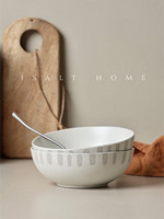 Bol à salade, riz et soupe en céramique artisanale à rayures, style nordique minimaliste, haute qualité, pour la maison