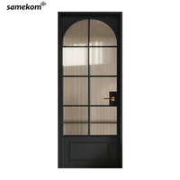 Porte d'entrée pivotante automatique en aluminium et verre, activée par capteur, pour usage commercial