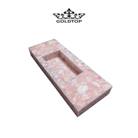 Pierre de quartz rose personnalisée, comptoir de salle de bain rétroéclairé en quartzite, pierre translucide, plan de toilette en quartz rose, lavabo