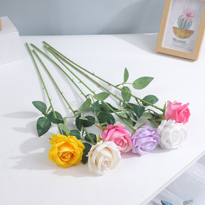 Rose artificielle en velours épineux à tige unique, fil de fer, décoration de mariage, décoration de la maison, décoration murale pour la Saint-Valentin - Product Image 4