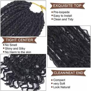 Cheveux synthétiques Julianna 14 18 22 pouces C14 Boho Blonde sans nœuds pour tresses au crochet avec extrémités bouclées, tresses bohèmes Goddess Box Braids au crochet - Product Image 2