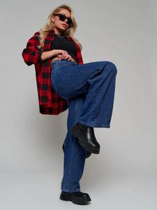 Jeans Classiques à Jambes Larges pour Femmes Bleu Clair Taille Moyenne Vêtement en Denim Casual - Product Image 5