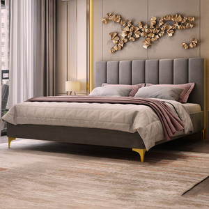 Цена по прейскуранту завода-изготовителя, двуспальная кровать из бархата в сером цвете, высококачественное покрывало с удобной обивкой - Product Image 3