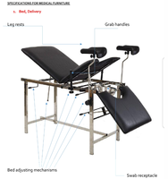Lit d'Accouchement et d'Examen Obstétrical Médical MT, Table de Gynécologie en Acier Inoxydable