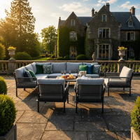 Modernes Outdoor-Gartensofa-Set mit Metallrahmen UV-Beständiges PE-Rattan Wasserdichte Kissen Rost- und Wasserfest Umweltfreundlich