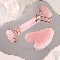 Rouleau de massage double tête personnalisé avec logo, ensemble de rouleaux de jade pour le soin de la peau, outil de massage beauté Gua Sha