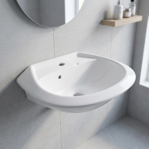 New round white wash basin luxury bathroom sink oval-shaped standing column simple style ceramic stone wash basin mould - Product Image 1