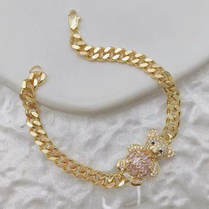 Bracelet Hiphop personnalisé en laiton <span class=keywords><strong>plaqué</strong></span> <span class=keywords><strong>or</strong></span> avec chaîne à maillons laminés mode ours mignon bijoux pour femmes - Product Image 6