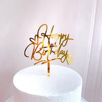 Hand schreiben Gold alles Gute zum Geburtstag Mini Herz Kuchen deckel Acryl Geburtstag Cupcake Topper Kinder Geburtstags feier Kuchen Dekorationen