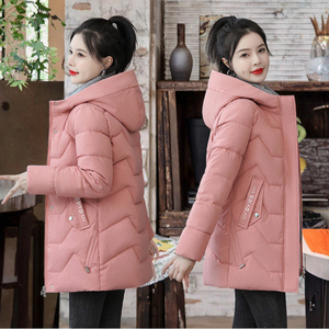 Manteau d'hiver pour <span class=keywords><strong>femme</strong></span> à capuche, mi-long, coupe ajustée, col montant, fermeture éclair, épais, polyvalent, polyester/coton, tailles M-3XL - Product Image 3