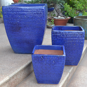 Macetas y macetas de cerámica esmaltadas para flores, color azul y blanco, venta al por mayor - Product Image 1