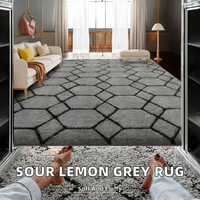 Sour Lemon High Pile Thick Geometric Pattern Washable Anti-Slip Extra Large Fluffy Modern Carpet Rug 140x200cm for Living Room