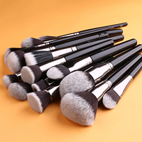 Ensemble professionnel de 35 pinceaux de maquillage en poils de chèvre noirs, doux, pour fond de teint, poudre, eye-liner, visage et yeux, avec boîte personnalisable