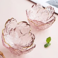 Plats à sauce en verre cristal transparents, peints à la main, motif fleur de cerisier Sakura rose, pour apéritifs, coupelles à trempette, glaces, snacks et sushis