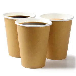 Disposable Biodegradable Custom Printing Logo Single Wall Hot Drink Coffee Beverages Kraft Paper Cup