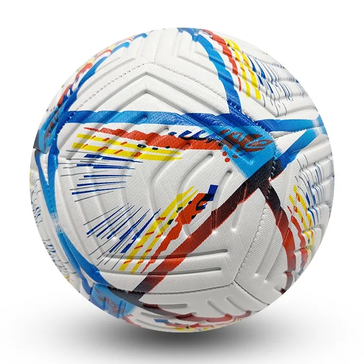 Ballon d'entraînement de football professionnel cousu à la machine n ° 5 en relief avec logo personnalisé de haute qualité Sports pour enfants en cuir PU PVC